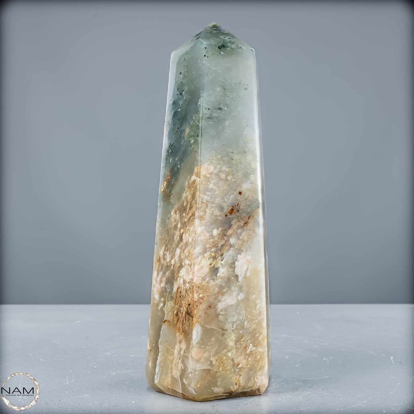 Natürliche Grüne-Quarzkristall Obelisk aus Brasilien - 728,15g