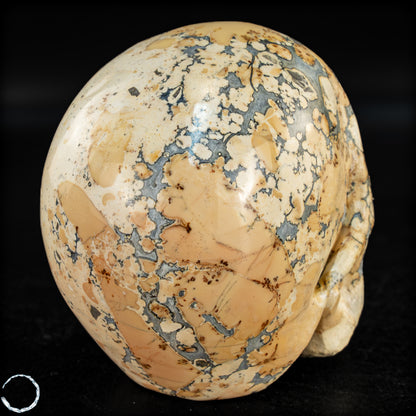 Natürlicher Indonesischer Picture Jasper-Kristall Schädel – 493,17g