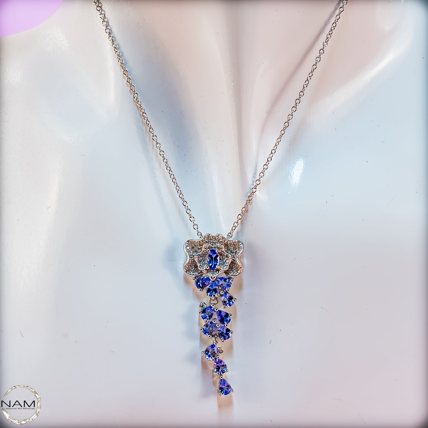 Exklusive Saphir Kette aus 925er Silber  - 4,82g 24,1ct