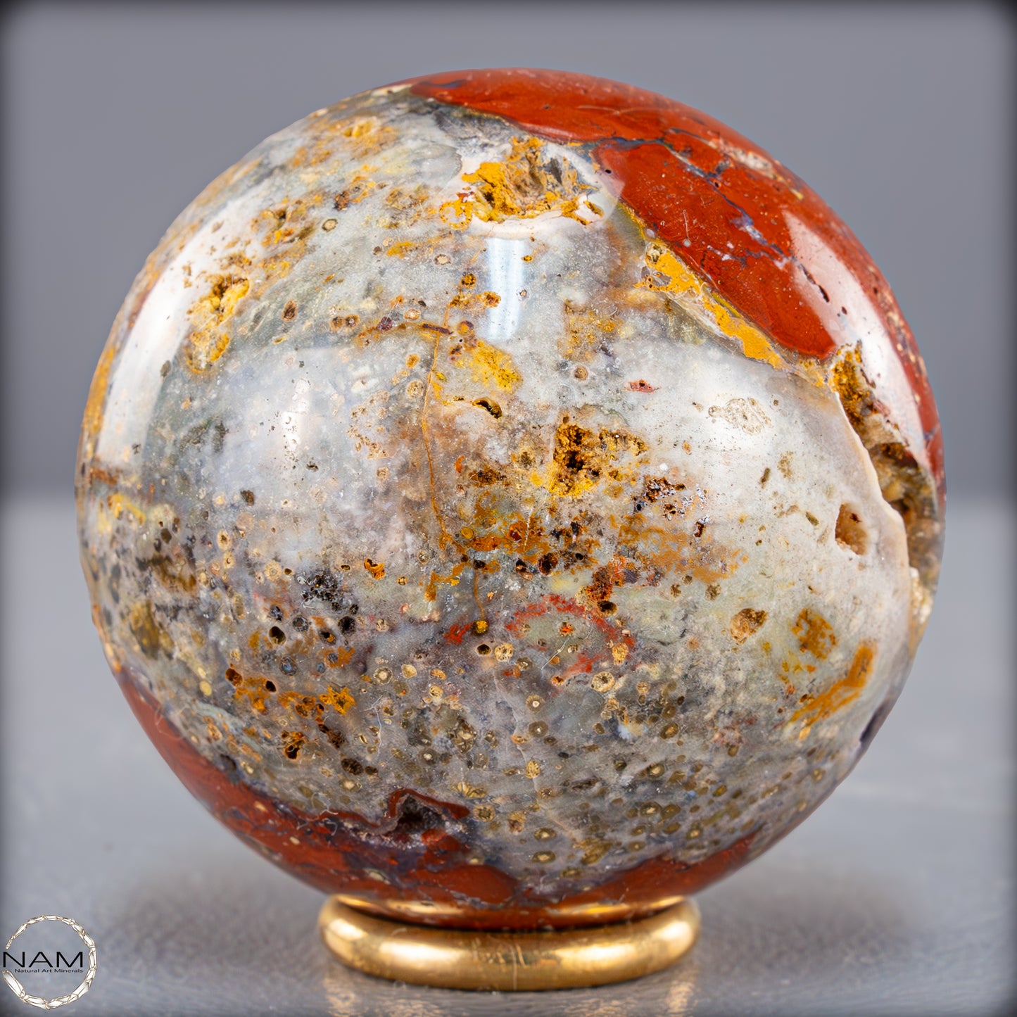 Natürliche Achat-Jasper-Kristall Kugel aus Indonesien, selten - 322,05g - 62mm