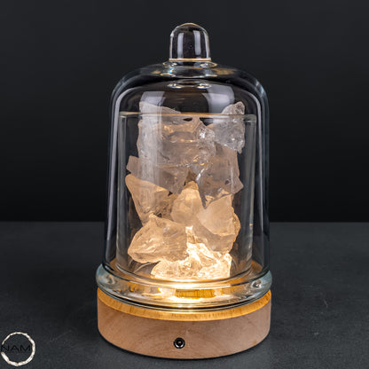 Lemurischer Bergkristall aus Brasilien – Stimmungsvolle Duftlampe mit natürlicher Kristallfüllung und warmem Licht - 1388,11g