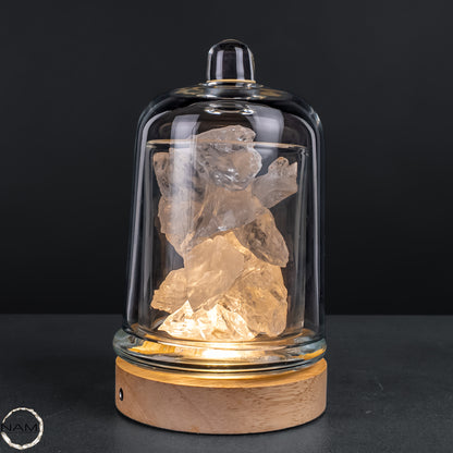 Lemurischer Bergkristall aus Brasilien – Stimmungsvolle Duftlampe mit natürlicher Kristallfüllung und warmem Licht - 1388,11g