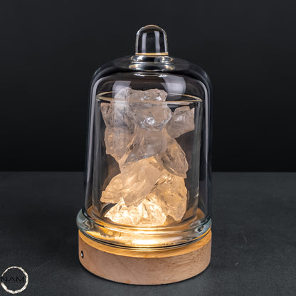 Lemurischer Bergkristall aus Brasilien – Stimmungsvolle Duftlampe mit natürlicher Kristallfüllung und warmem Licht - 1388,11g
