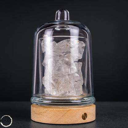 Lemurischer Bergkristall aus Brasilien – Stimmungsvolle Duftlampe mit natürlicher Kristallfüllung und warmem Licht - 1388,11g