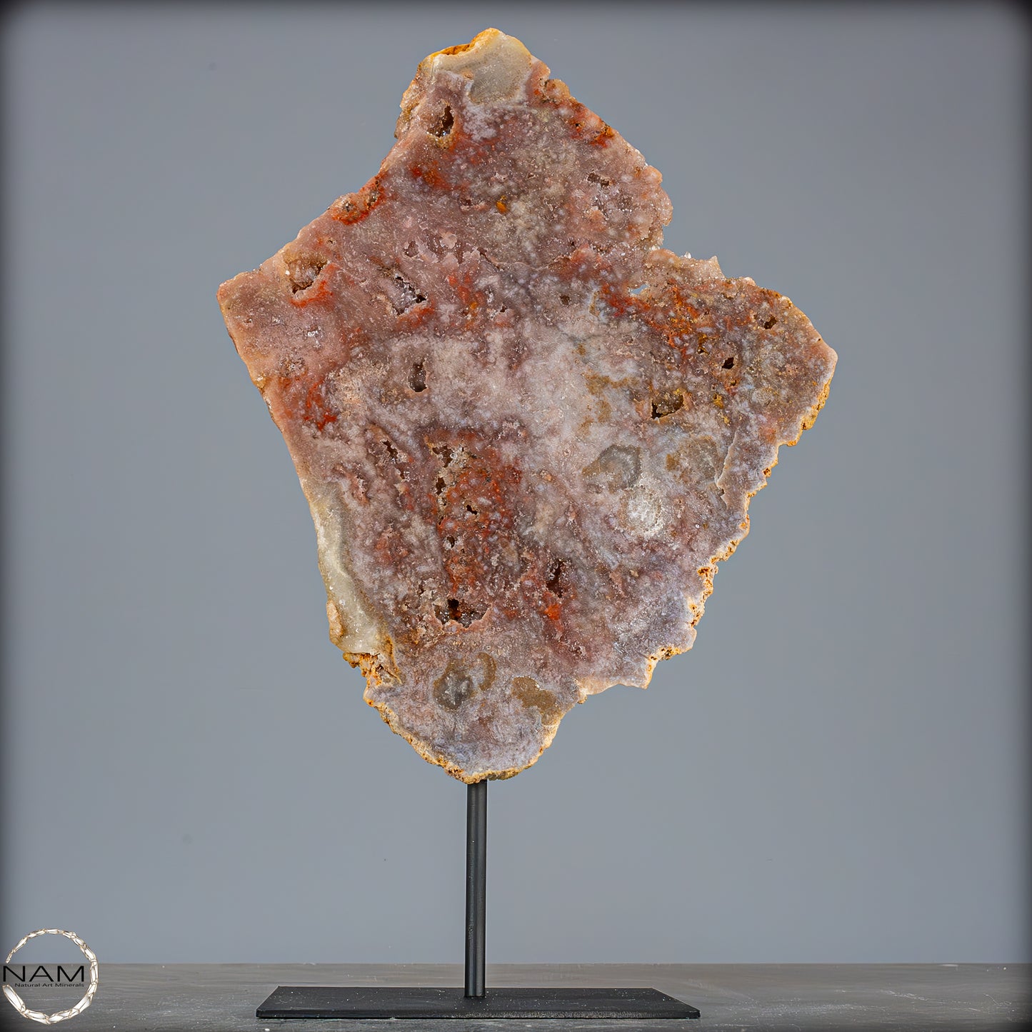 Natürliche Pinker Amethyst-Achat Scheibe auf Ständer - 1634,11g