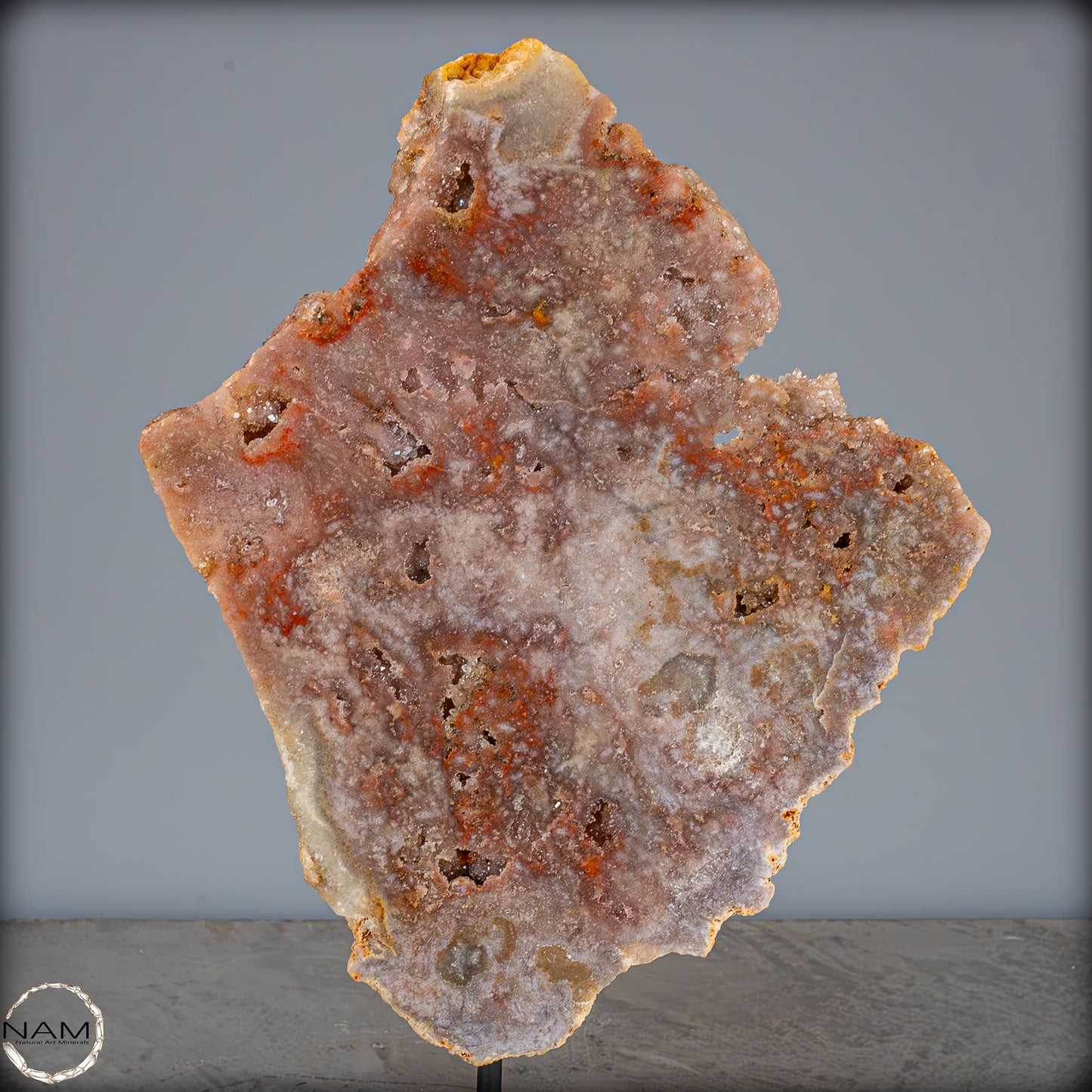 Natürliche Pinker Amethyst-Achat Scheibe auf Ständer - 1634,11g