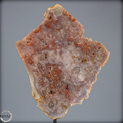 Natürliche Pinker Amethyst-Achat Scheibe auf Ständer - 1634,11g