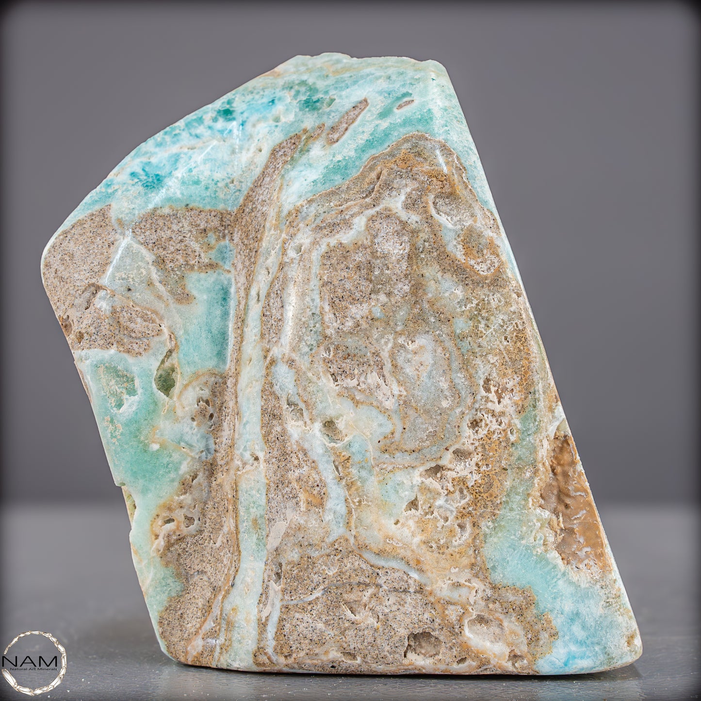 Natürlicher Blau-Grüne Aragonit Kristall-Freiform - 800,85g