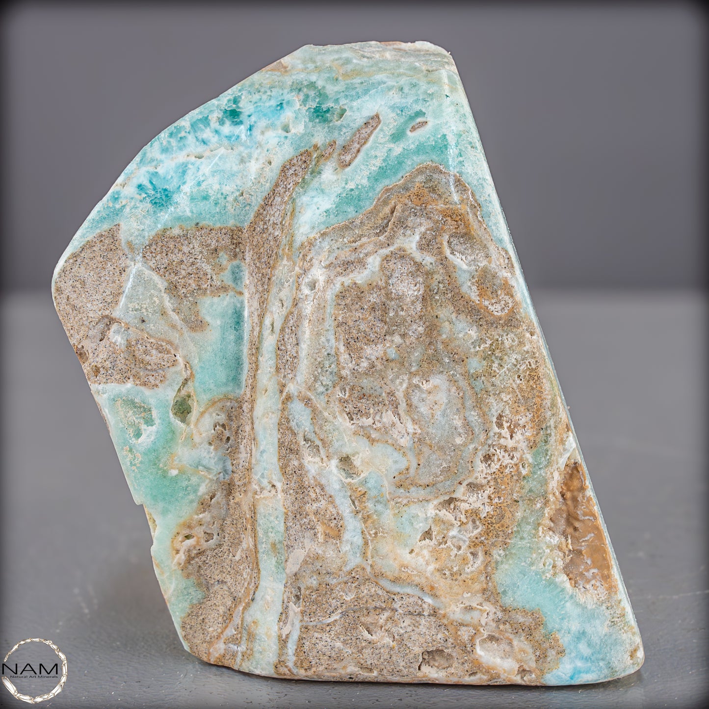 Natürlicher Blau-Grüne Aragonit Kristall-Freiform - 800,85g