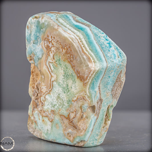 Natürlicher Blau-Grüne Aragonit Kristall-Freiform - 800,85g