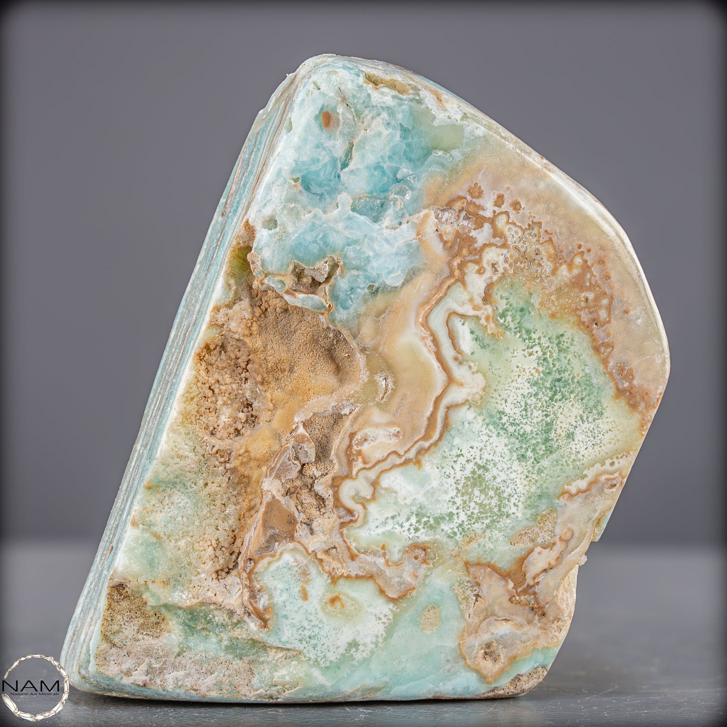 Natürlicher Blau-Grüne Aragonit Kristall-Freiform - 800,85g