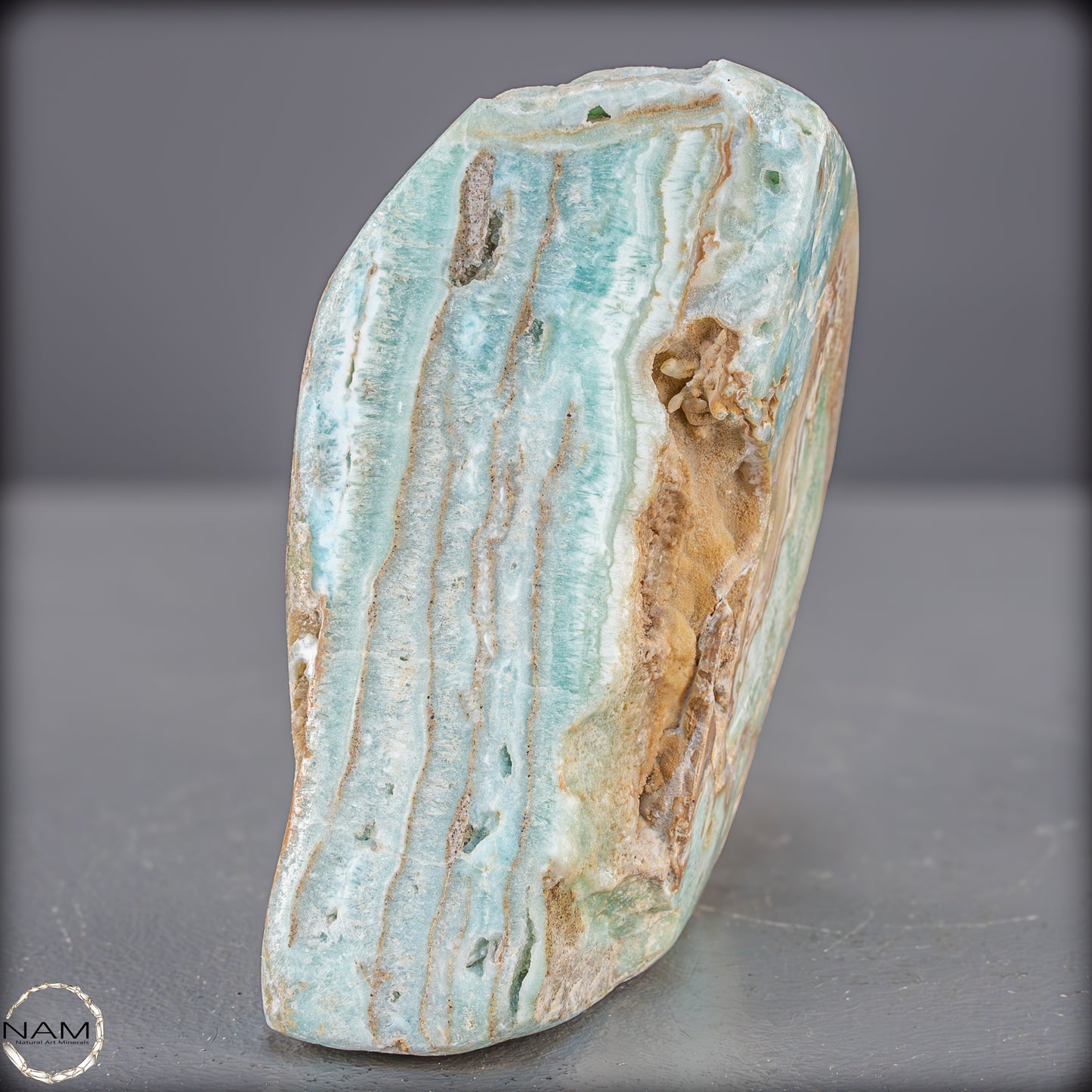 Natürlicher Blau-Grüne Aragonit Kristall-Freiform - 800,85g