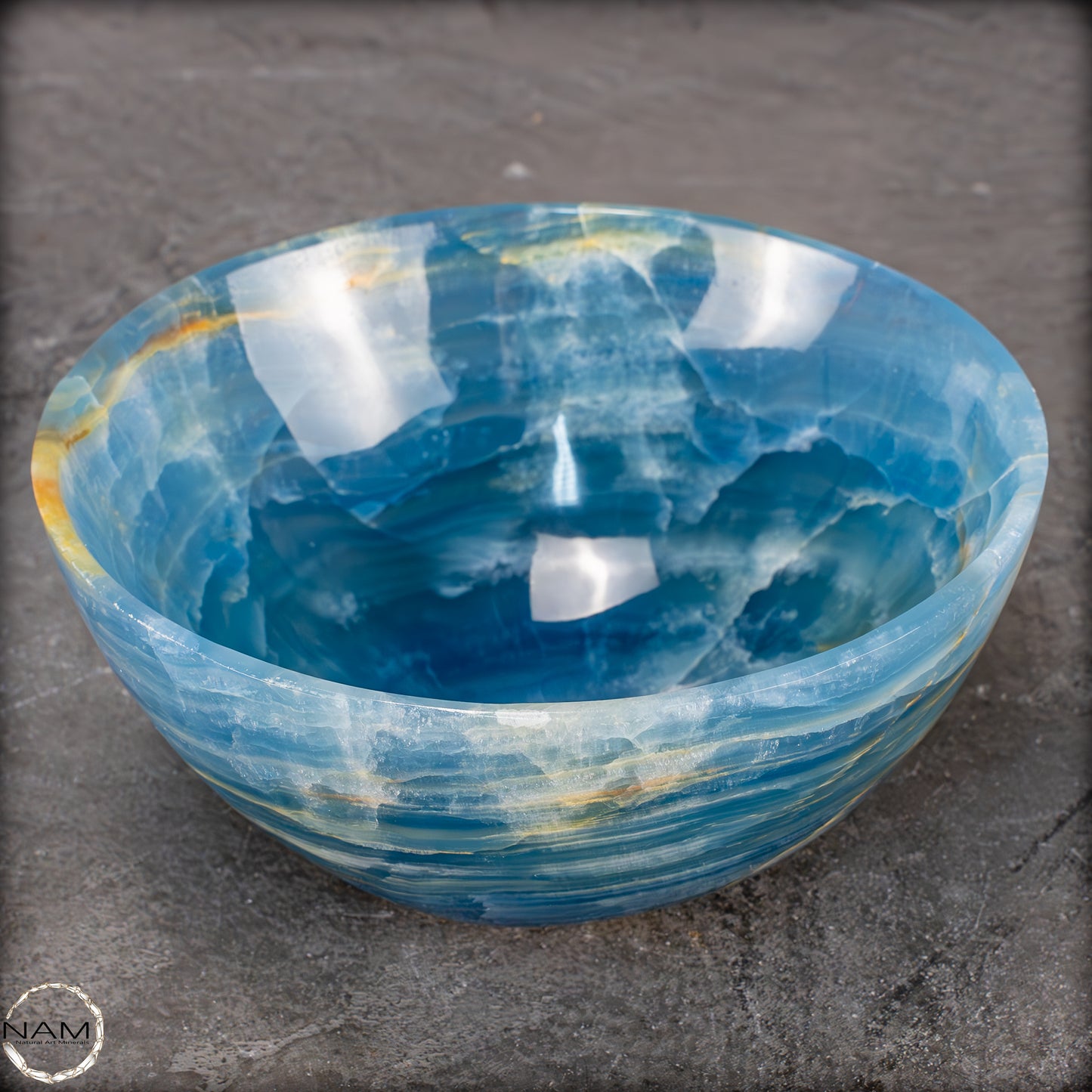 Seltene Natürlich Blaue Onyx-Kristall Schale/Schüssel, Argentinien - 587,44g