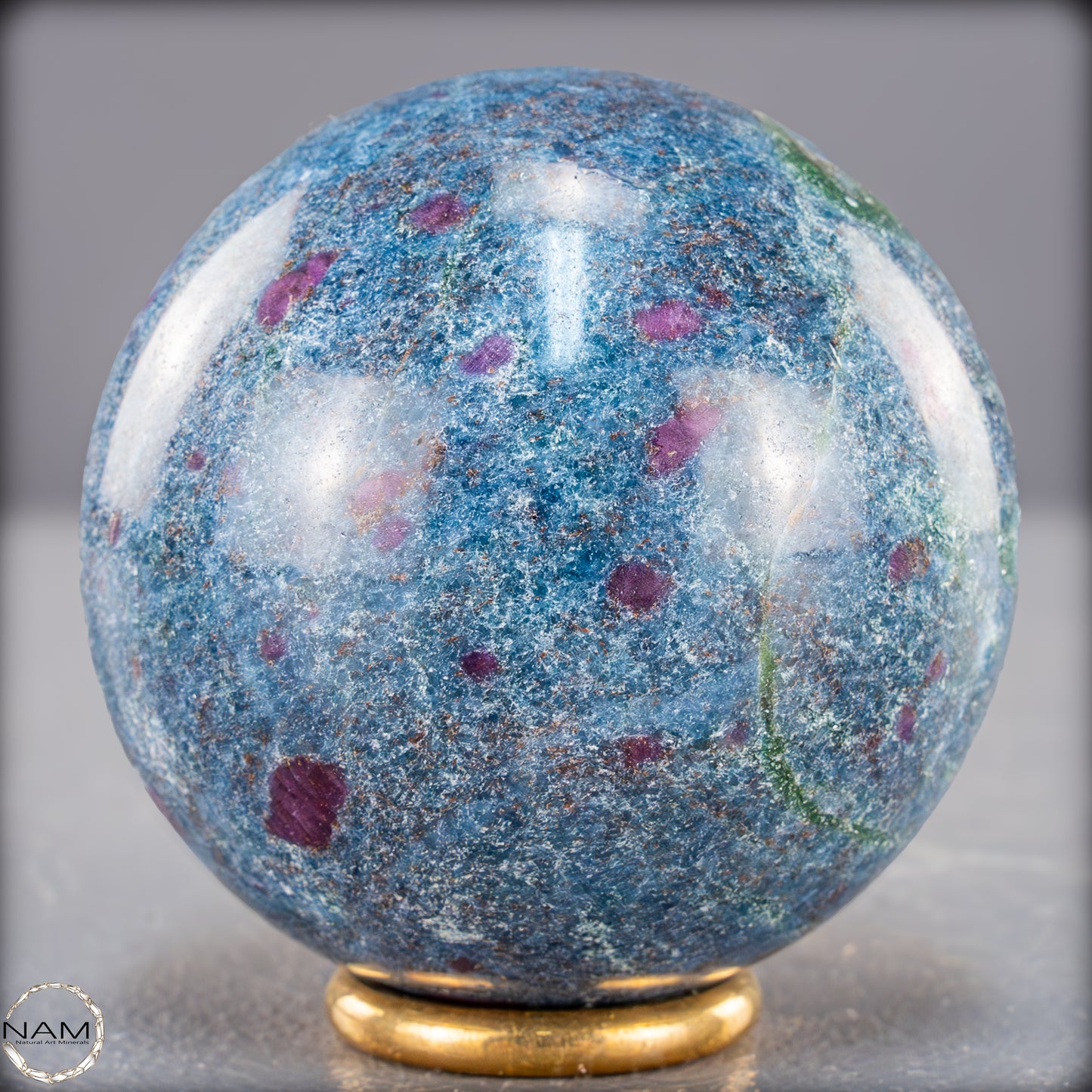 Natürliche Rubin in Fuchsit und Kyanit als Kugel - 390,25g - 59mm