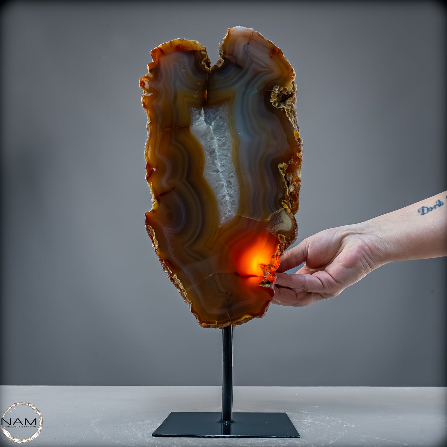 Achat Scheibe  – Natürliches Farbenspiel auf Ständer aus Brasilien - 5926,77 g