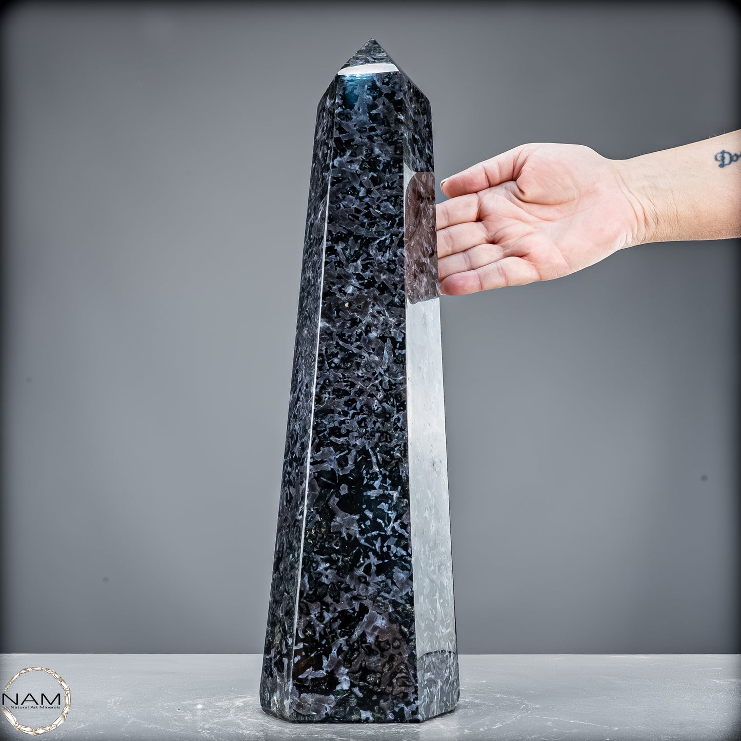 Natürlicher Merlinit (Gabbro) Kristall Obelisk - 5846,12 g