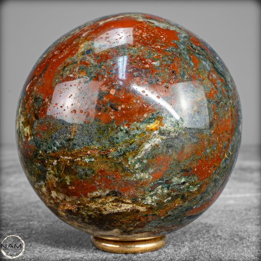 Natürliche Ocean-Jaspis-Achat Kugel mit Drachenblut - 684,56 g