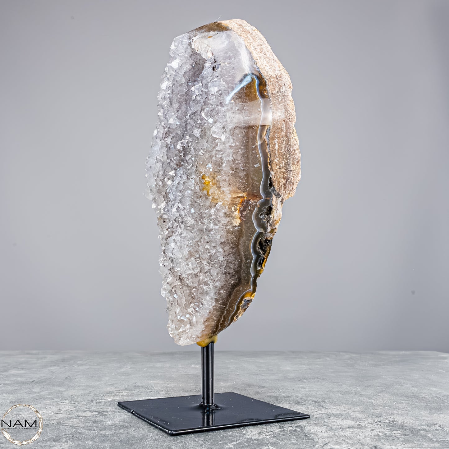 Achat-Druse auf Ständer – Ein Naturjuwel voller Tiefe - 1007,71g