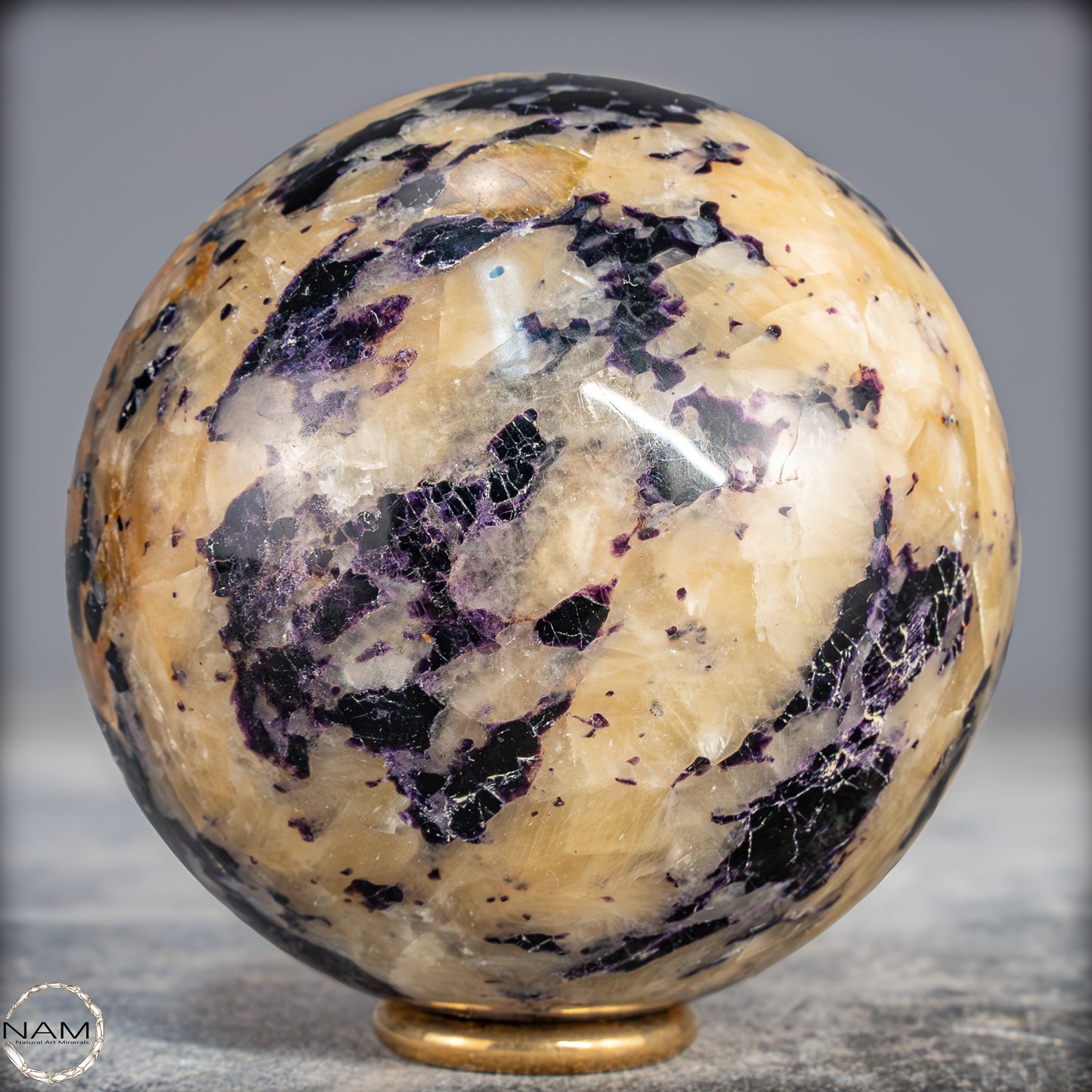 Seltene Natürliche Lila Fluorit-Calcit-Kugel - 763,45g - 80mm