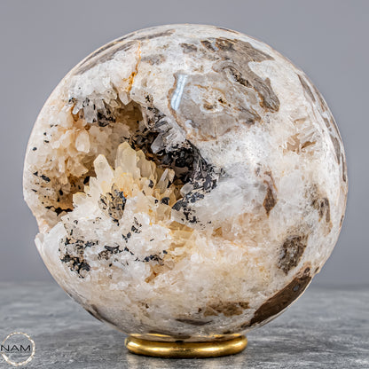 Nadelquarz-Kugel aus Indonesien – Kristalline Harmonie aus der Tiefe der Erde 1589,71g