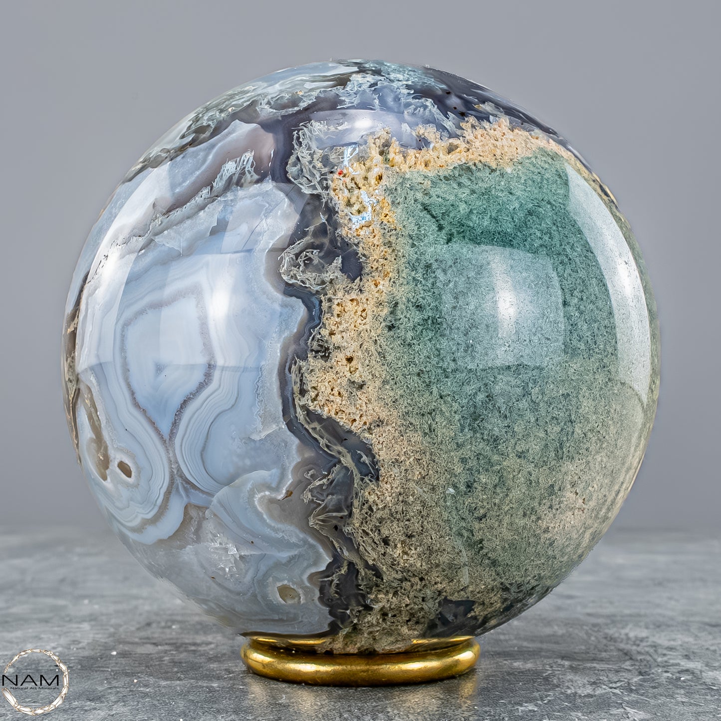 Natürlicher Moos Achat Kristall-Kugel - 1500,88g