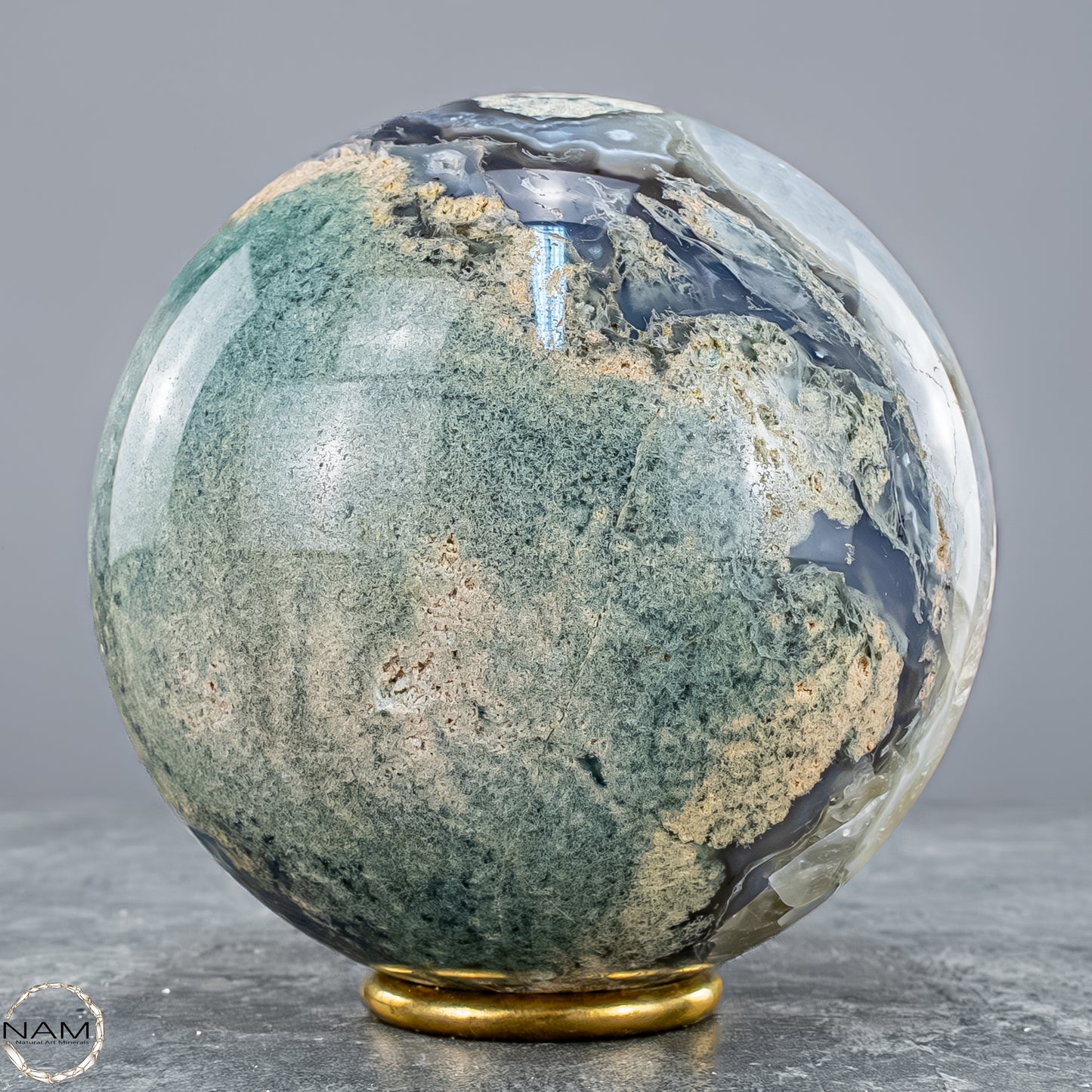 Natürlicher Moos Achat Kristall-Kugel - 1500,88g