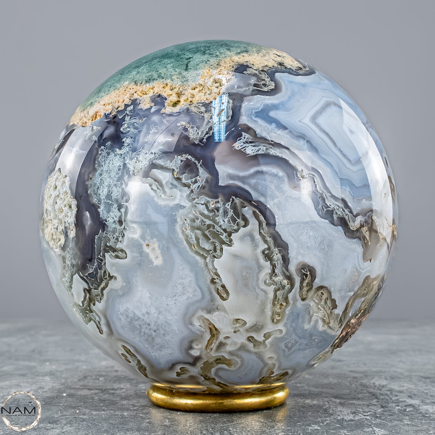 Natürlicher Moos Achat Kristall-Kugel - 1500,88g