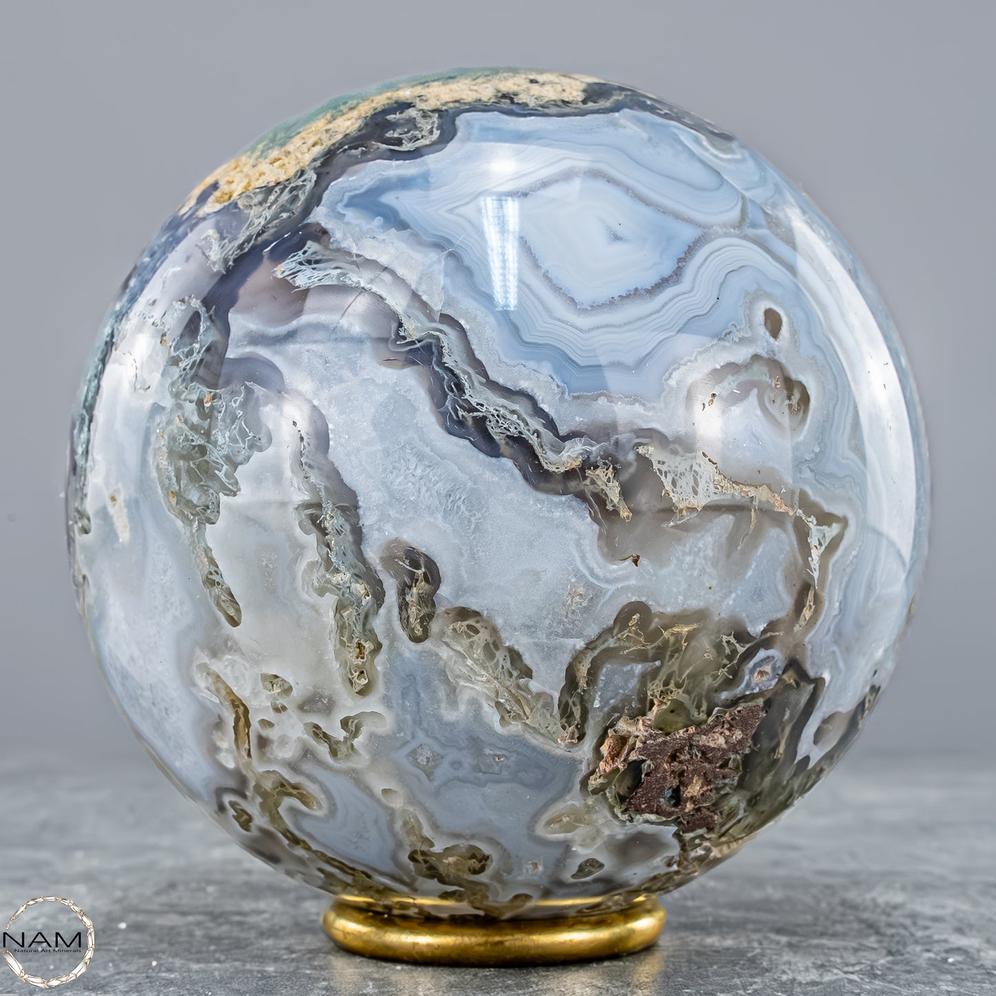 Natürlicher Moos Achat Kristall-Kugel - 1500,88g