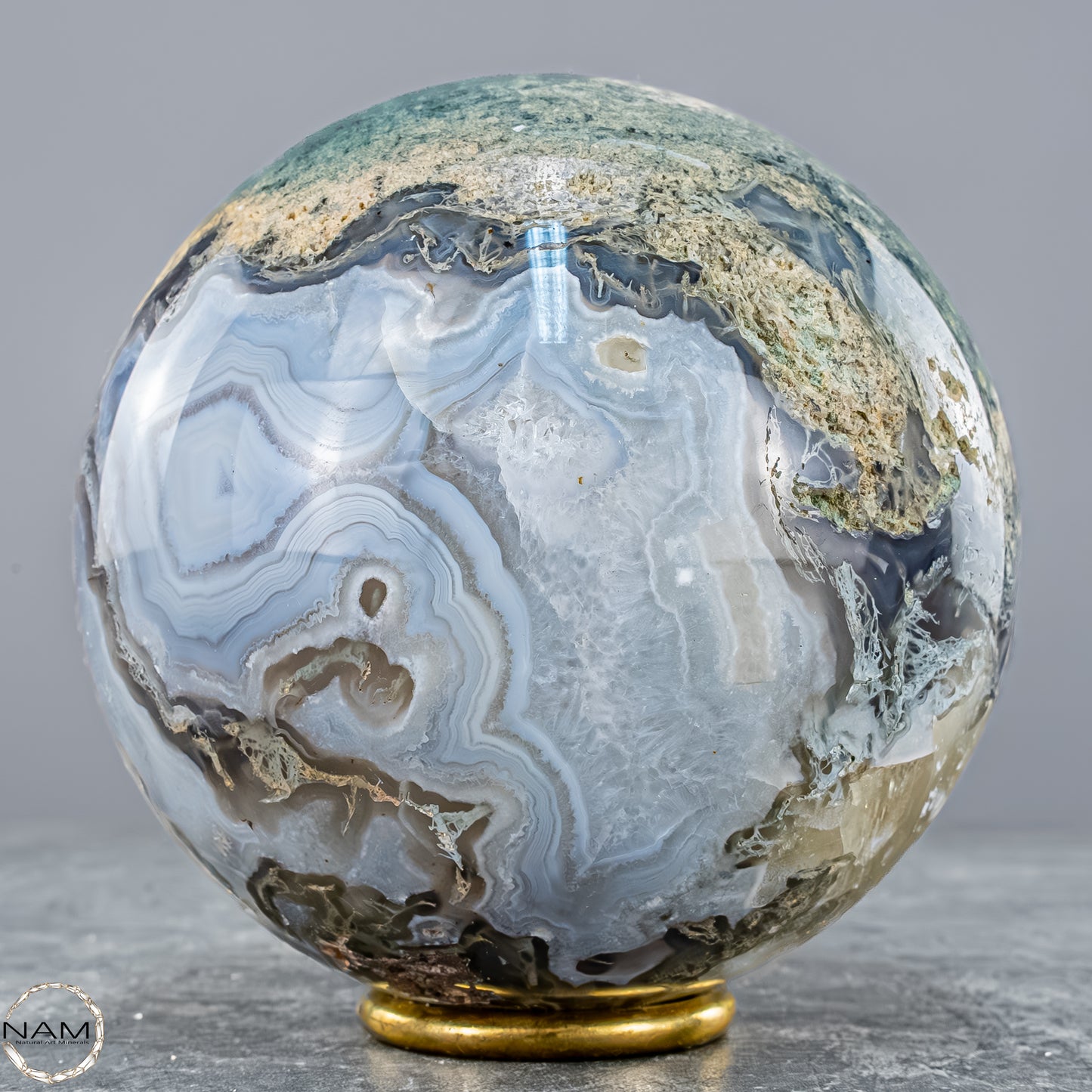 Natürlicher Moos Achat Kristall-Kugel - 1500,88g