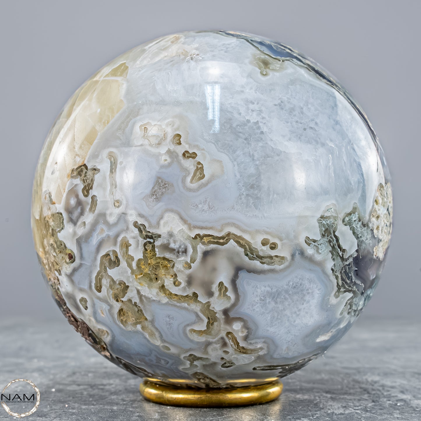 Natürlicher Moos Achat Kristall-Kugel - 1500,88g