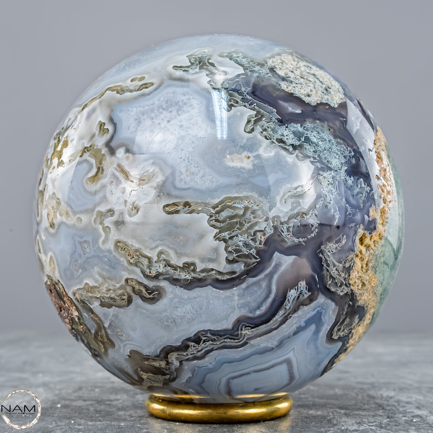 Natürlicher Moos Achat Kristall-Kugel - 1500,88g