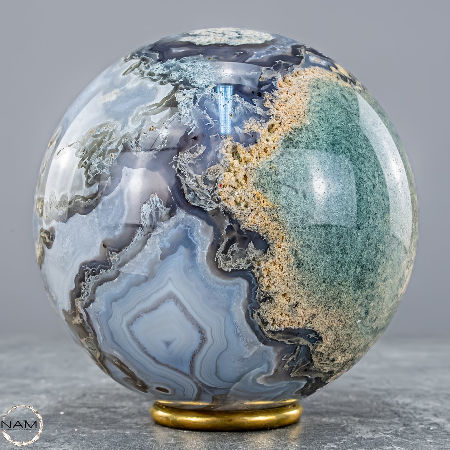 Natürlicher Moos Achat Kristall-Kugel - 1500,88g