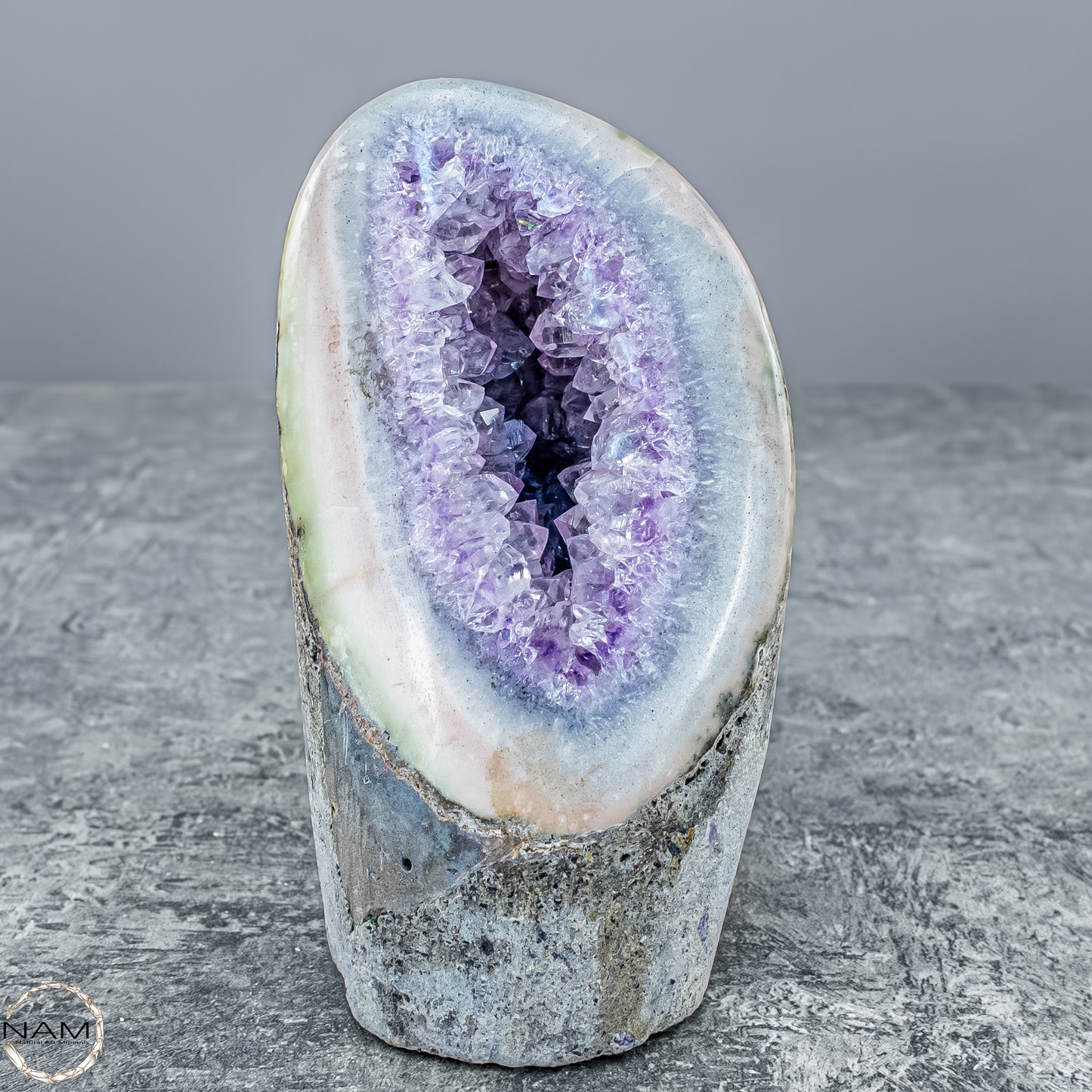 Natürliche Achat-Druse mit Amethyst – 509,35g