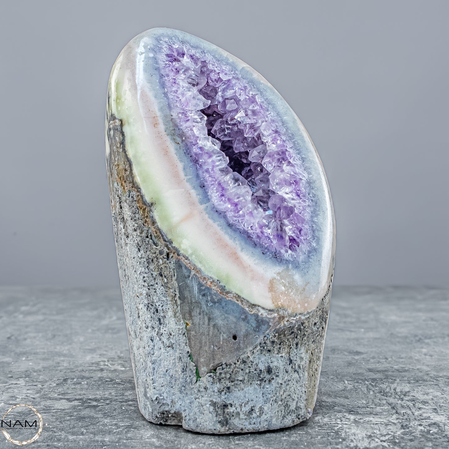 Natürliche Achat-Druse mit Amethyst – 509,35g