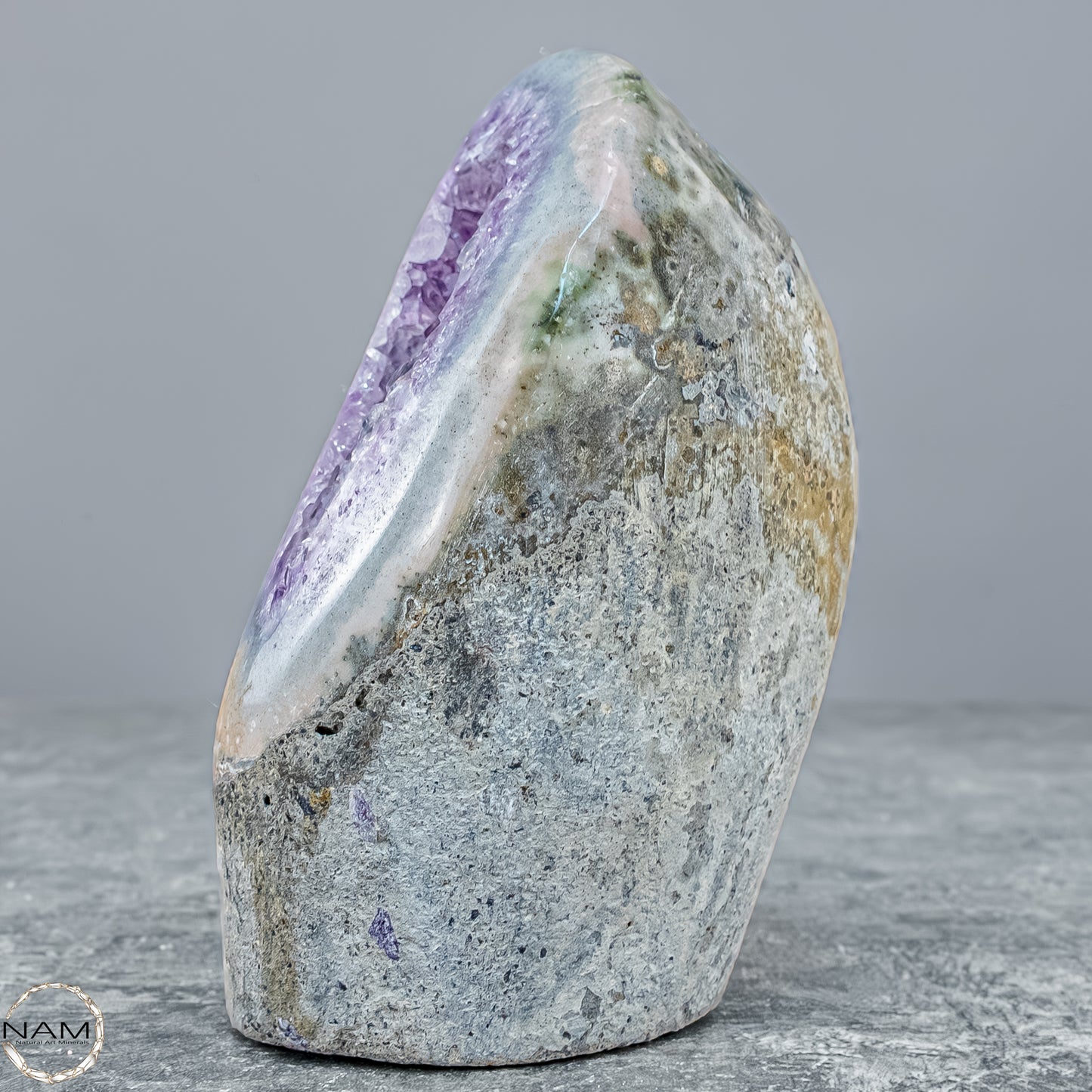 Natürliche Achat-Druse mit Amethyst – 509,35g