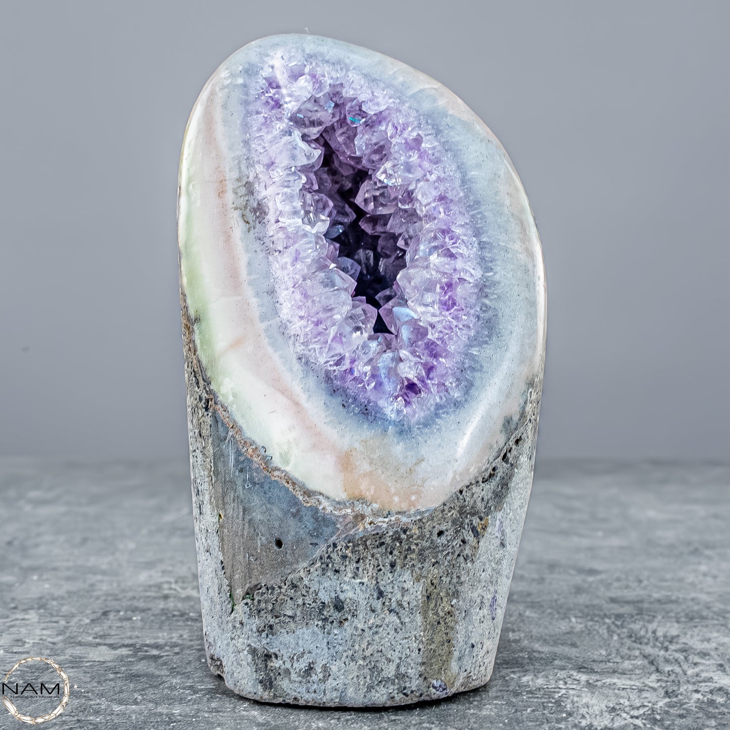 Natürliche Achat-Druse mit Amethyst – 509,35g