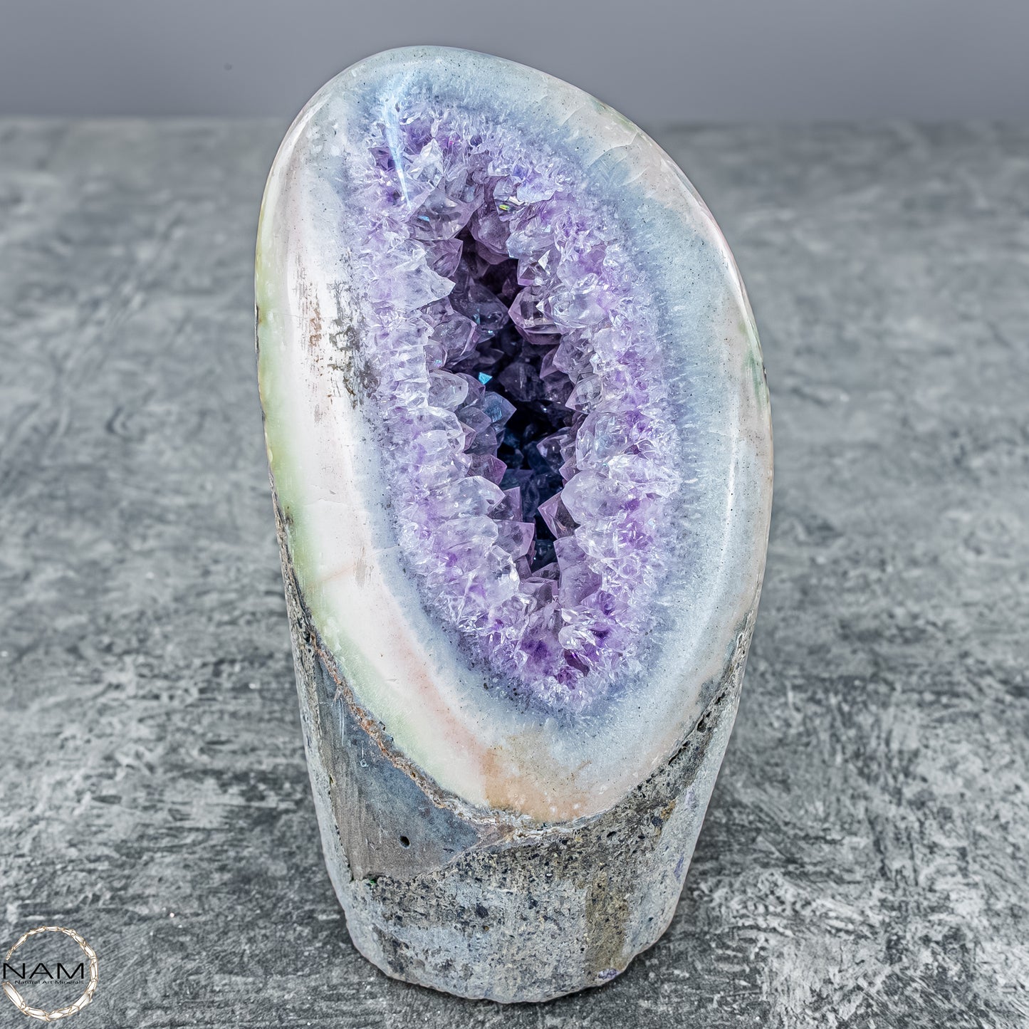 Natürliche Achat-Druse mit Amethyst – 509,35g