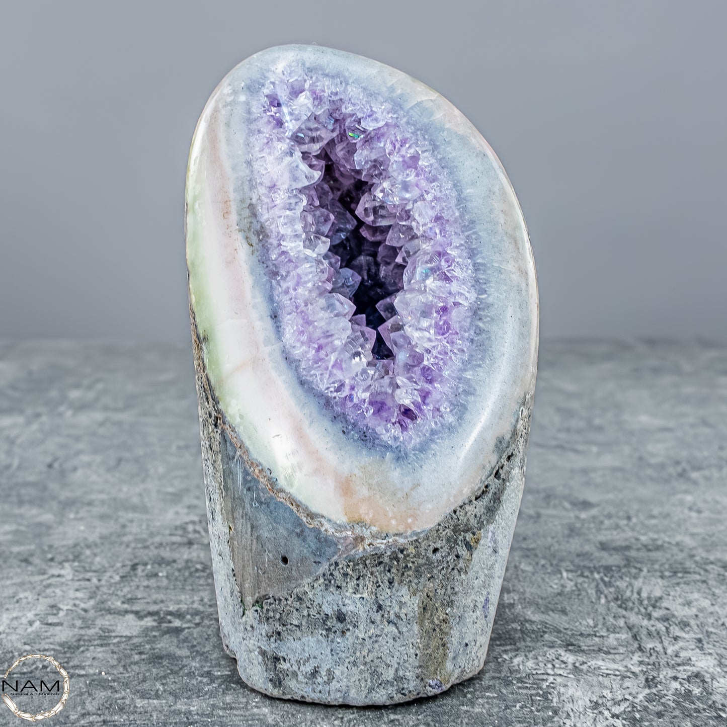 Natürliche Achat-Druse mit Amethyst – 509,35g