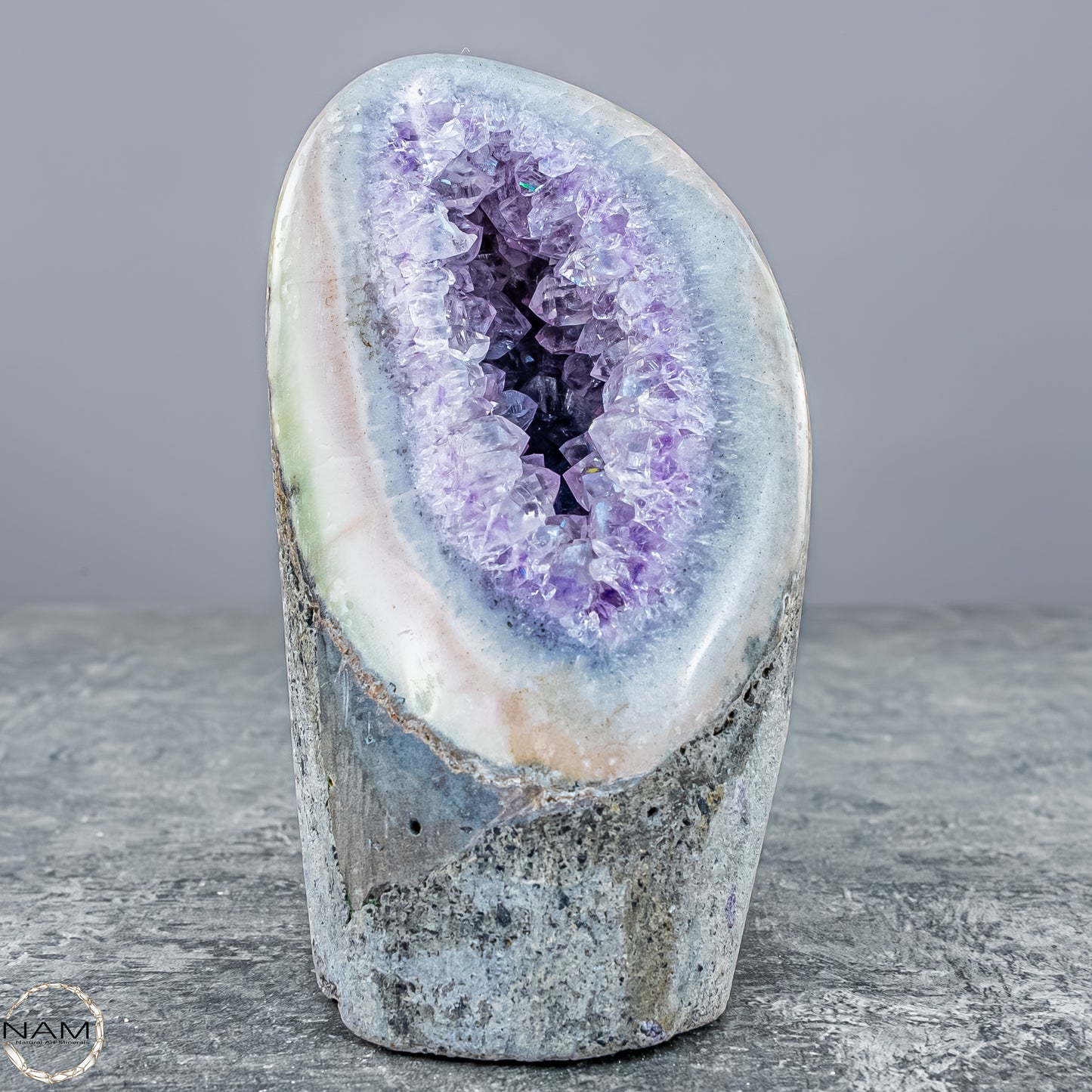 Natürliche Achat-Druse mit Amethyst – 509,35g