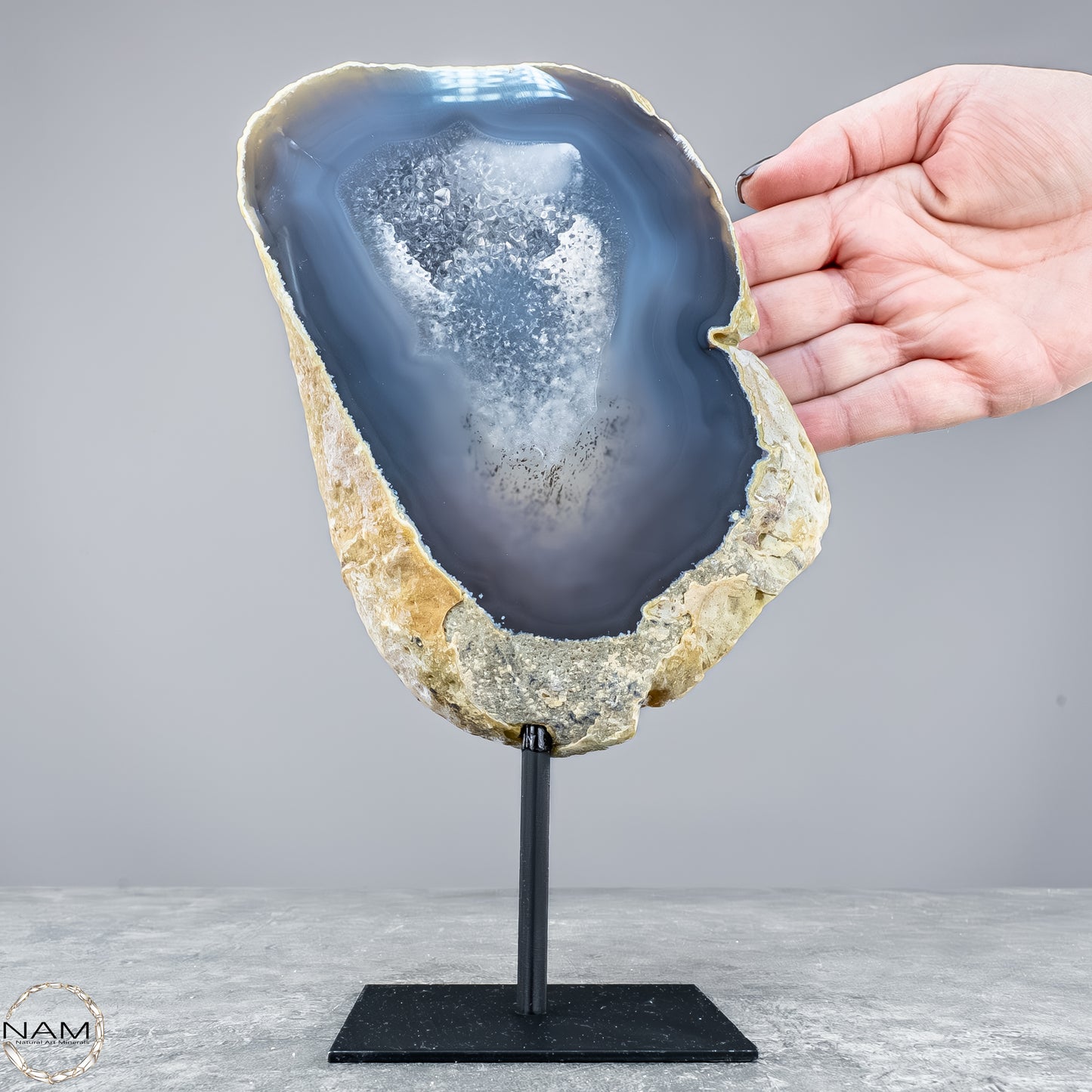 Natürliche Achat Druse auf Ständer, Brasilien - 1632,16g