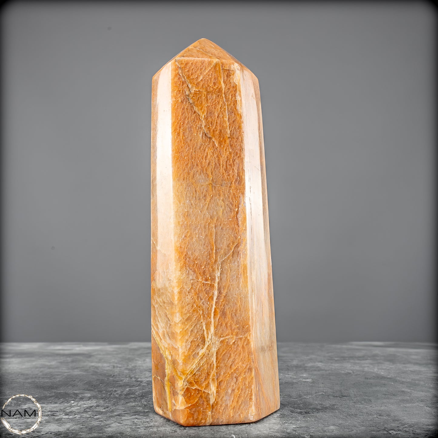 Pfirsich-Mondstein Obelisk - 853,18 g