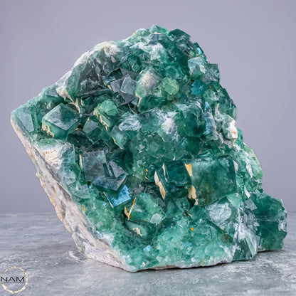 Natürliche Grüner Zuckerwürfel-Fluorit Kristalle auf Matrix - 3578,38g