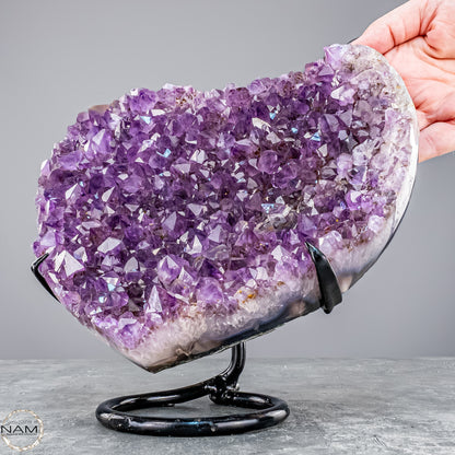 Natürlicher Amethyst-Herz Druse auf Ständer – 2632,34g