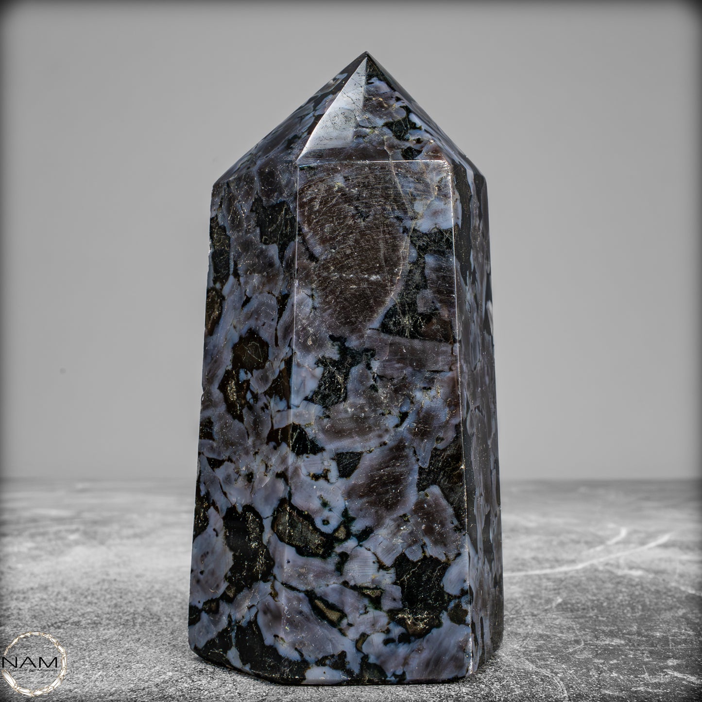 Natürlicher Merlinit (Gabbro) Kristall Obelisk - 588,11 g