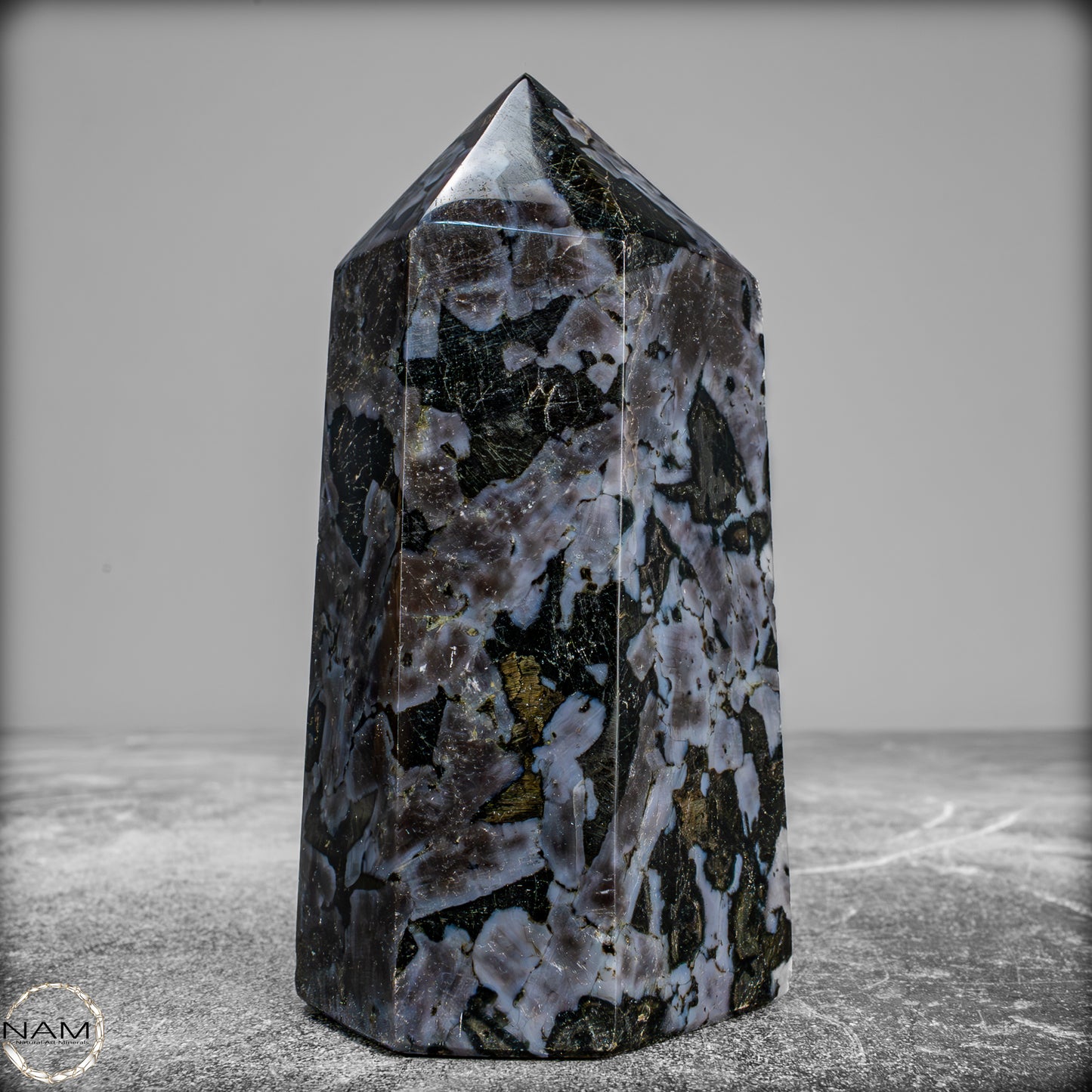Natürlicher Merlinit (Gabbro) Kristall Obelisk - 588,11 g