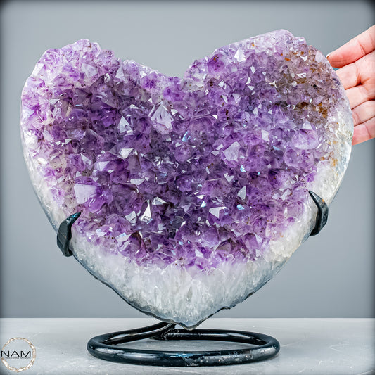 Natürlicher Amethyst-Herz Druse auf Ständer – 6321,78 g