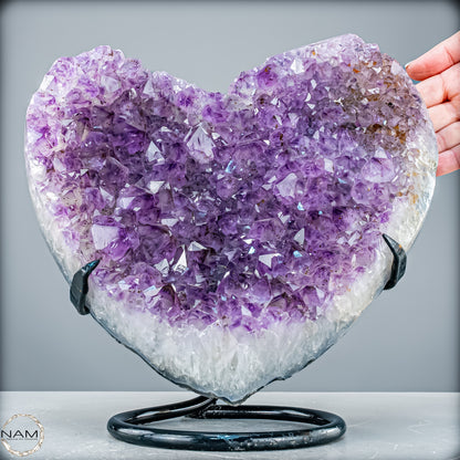 Natürlicher Amethyst-Herz Druse auf Ständer – 6321,78 g
