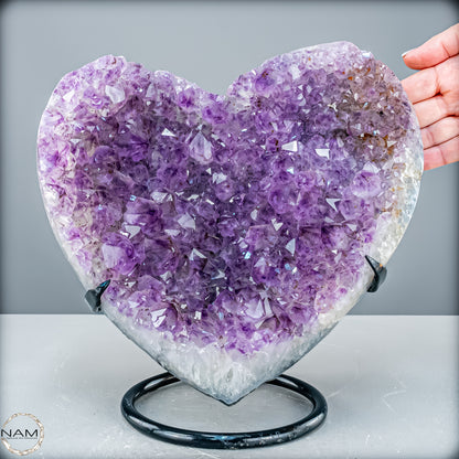 Natürlicher Amethyst-Herz Druse auf Ständer – 6321,78 g