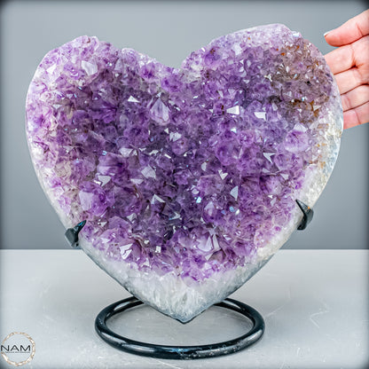 Natürlicher Amethyst-Herz Druse auf Ständer – 6321,78 g