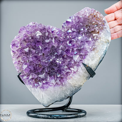 Natürlicher Amethyst-Herz Druse auf Ständer – 6321,78 g